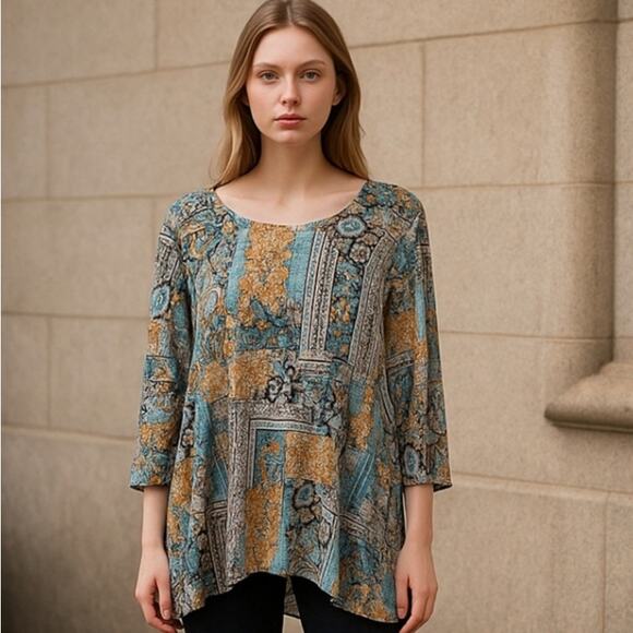 Chico's Abstract Printed Tunic Spandex Blend Dress Chicos Size 3 XL (16) - Picture 1 of 12